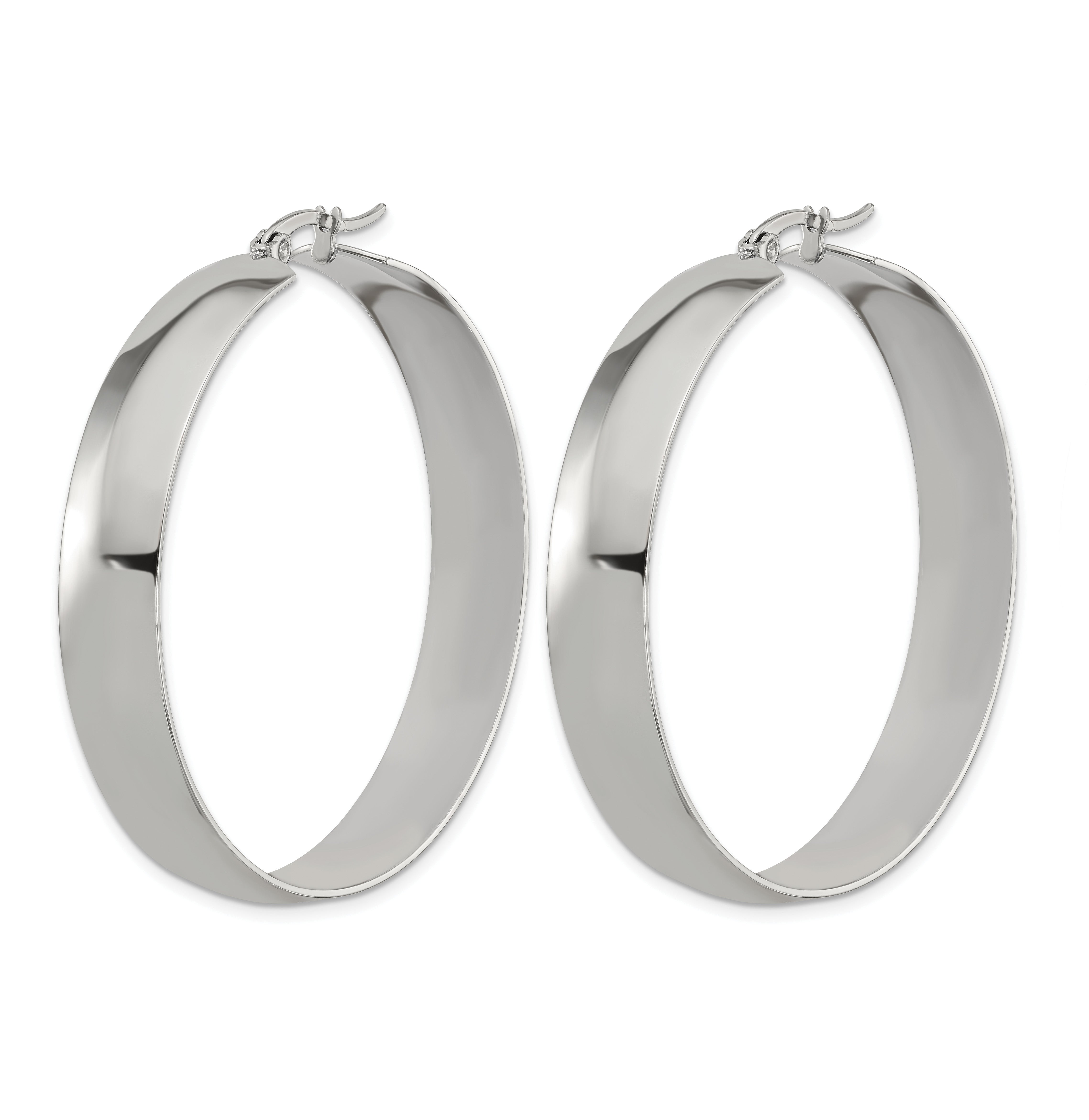 Polished Stainless Steel Hoop Earrings 50mm Secondary image