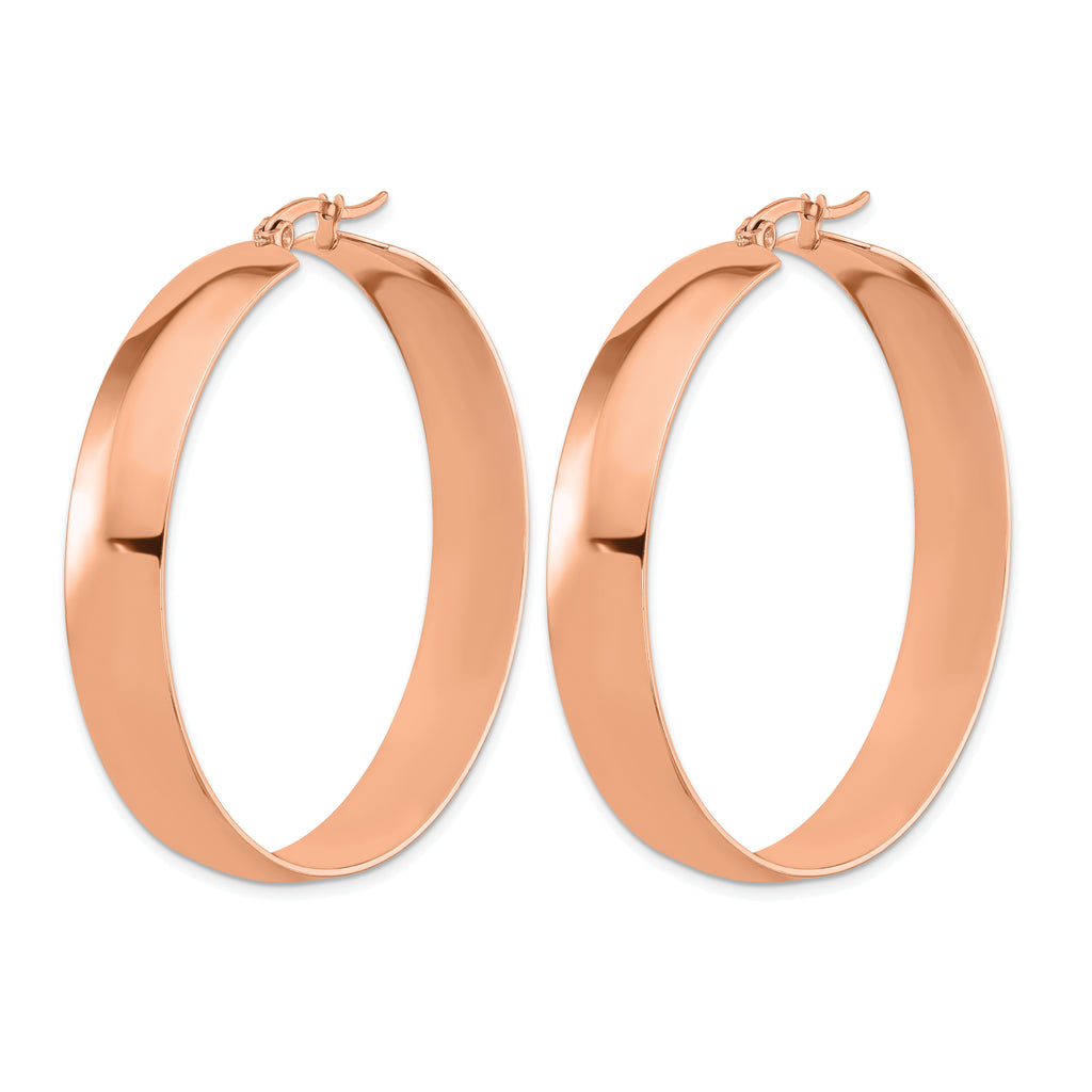 Stainless Steel Rose Gold-Tone Polished Hoop Earrings for Women