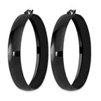 Stainless Steel Black Polished Hoop Earrings for Women