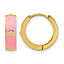 Stainless Steel Gold-Tone Enamel Polished Hinged Cubic Zirconia Hoop Earrings for Women