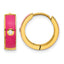 Stainless Steel Gold-Tone Enamel Polished Hinged Cubic Zirconia Hoop Earrings for Women