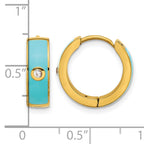 Stainless Steel Gold-Tone Enamel Polished Hinged Cubic Zirconia Hoop Earrings for Women