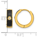 Stainless Steel Gold-Tone Enamel Polished Hinged Cubic Zirconia Hoop Earrings for Women