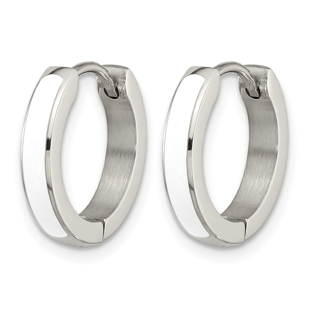 Stainless Steel Enamel Polished Hinged Hoop Earrings for Women