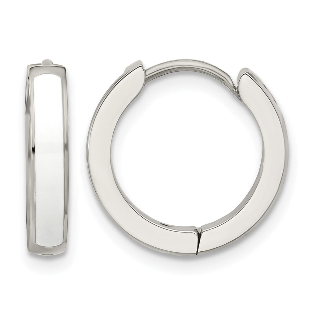Stainless Steel Enamel Polished Hinged Hoop Earrings for Women