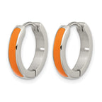 Stainless Steel Enamel Polished Hinged Hoop Earrings for Women