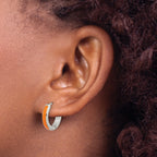 Stainless Steel Enamel Polished Hinged Hoop Earrings for Women