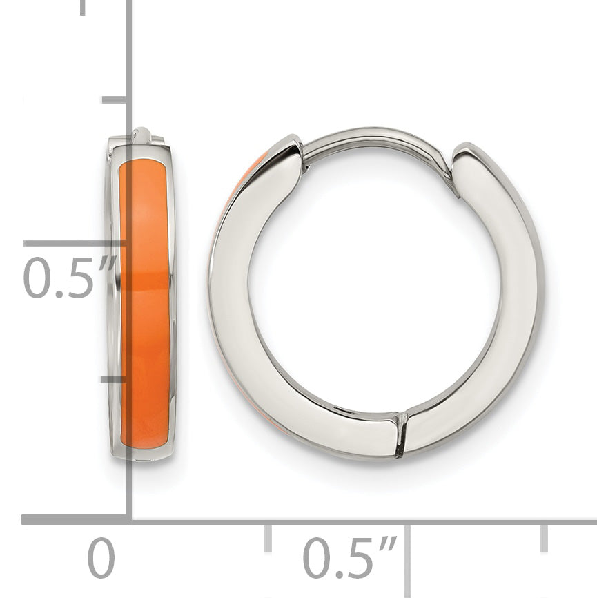 Stainless Steel Enamel Polished Hinged Hoop Earrings for Women