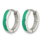 Stainless Steel Enamel Polished Hinged Hoop Earrings for Women