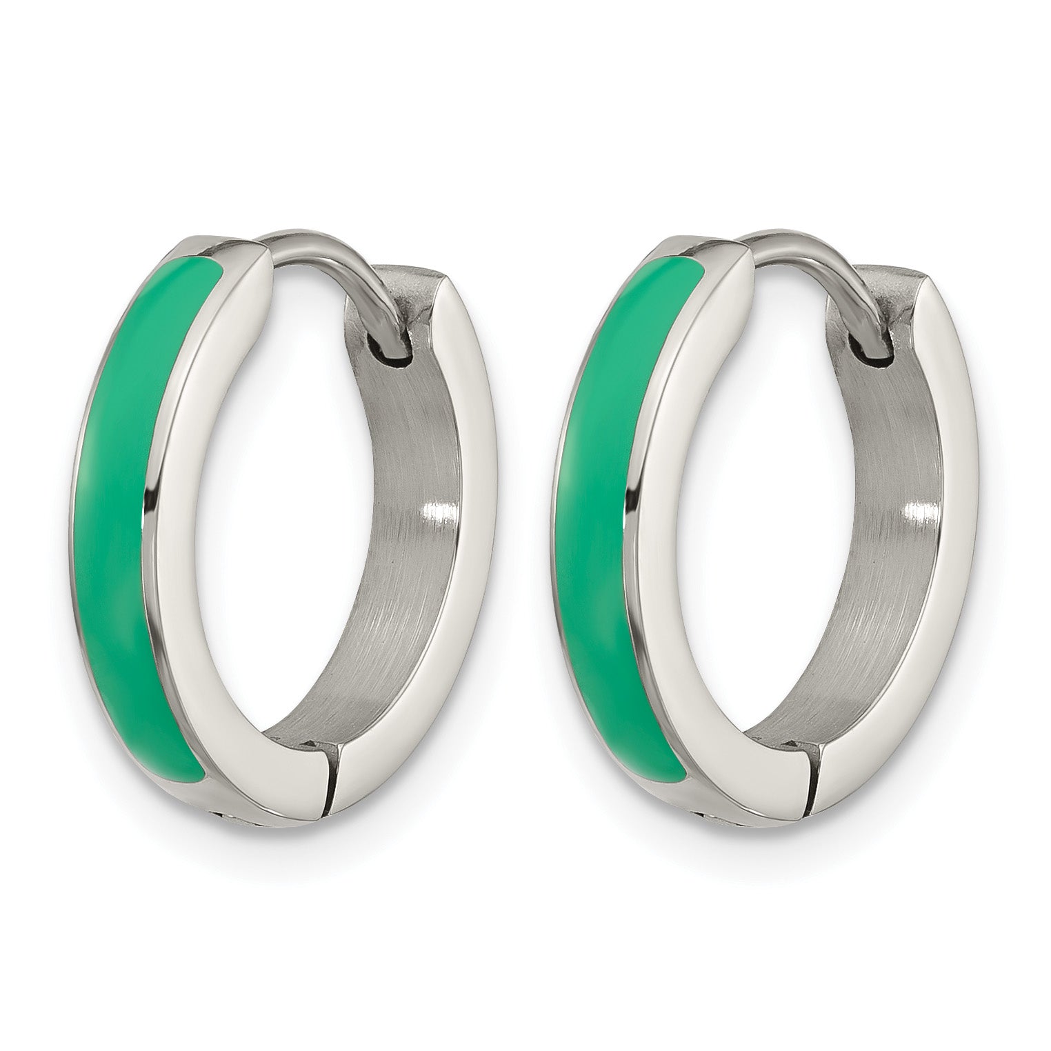 Stainless Steel Enamel Polished Hinged Hoop Earrings for Women