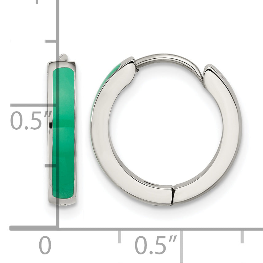Stainless Steel Enamel Polished Hinged Hoop Earrings for Women