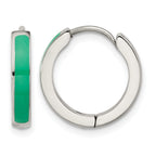 Stainless Steel Enamel Polished Hinged Hoop Earrings for Women