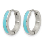 Stainless Steel Enamel Polished Hinged Hoop Earrings for Women