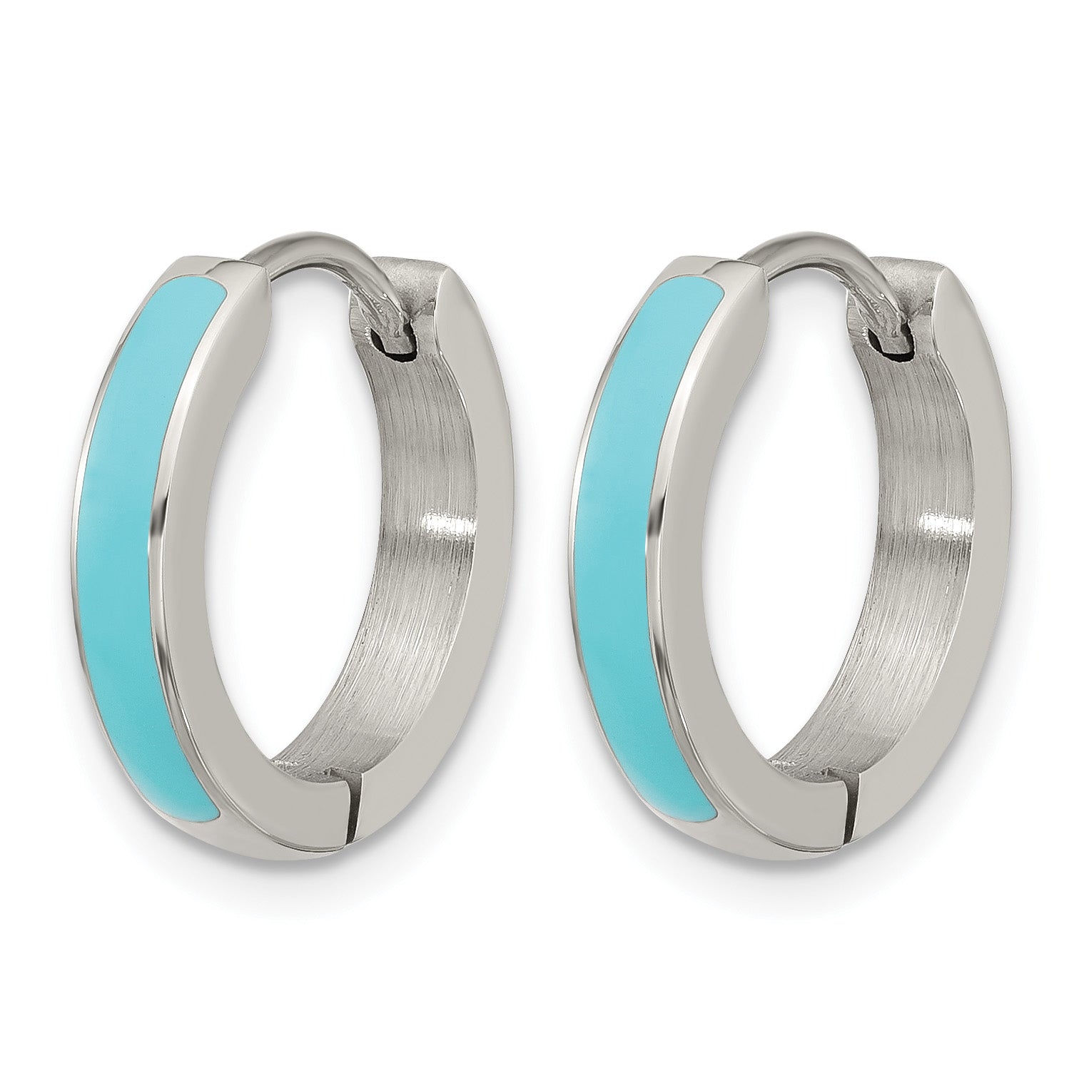 Stainless Steel Enamel Polished Hinged Hoop Earrings for Women