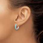 Stainless Steel Enamel Polished Hinged Hoop Earrings for Women