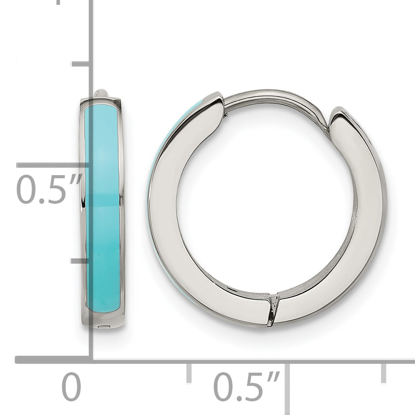 Stainless Steel Enamel Polished Hinged Hoop Earrings for Women