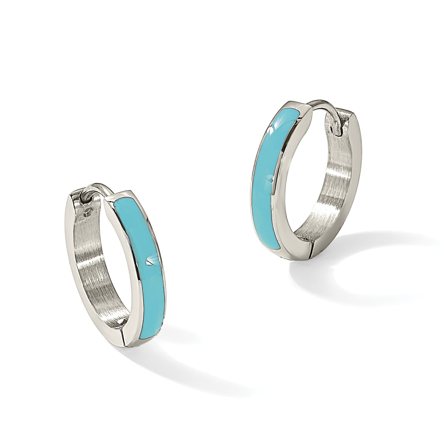 Stainless Steel Enamel Polished Hinged Hoop Earrings for Women
