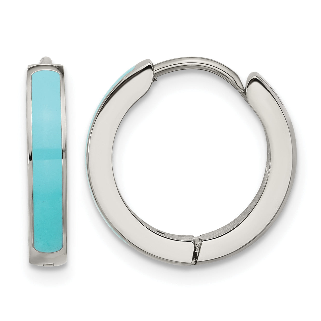 Stainless Steel Enamel Polished Hinged Hoop Earrings for Women