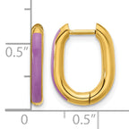 Stainless Steel Gold-Tone Enamel Polished Hinged Elongated Hoop Earrings for Women