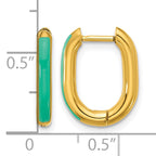 Stainless Steel Gold-Tone Enamel Polished Hinged Elongated Hoop Earrings for Women