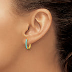 Stainless Steel Gold-Tone Enamel Polished Hinged Elongated Hoop Earrings for Women