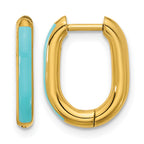 Stainless Steel Gold-Tone Enamel Polished Hinged Elongated Hoop Earrings for Women