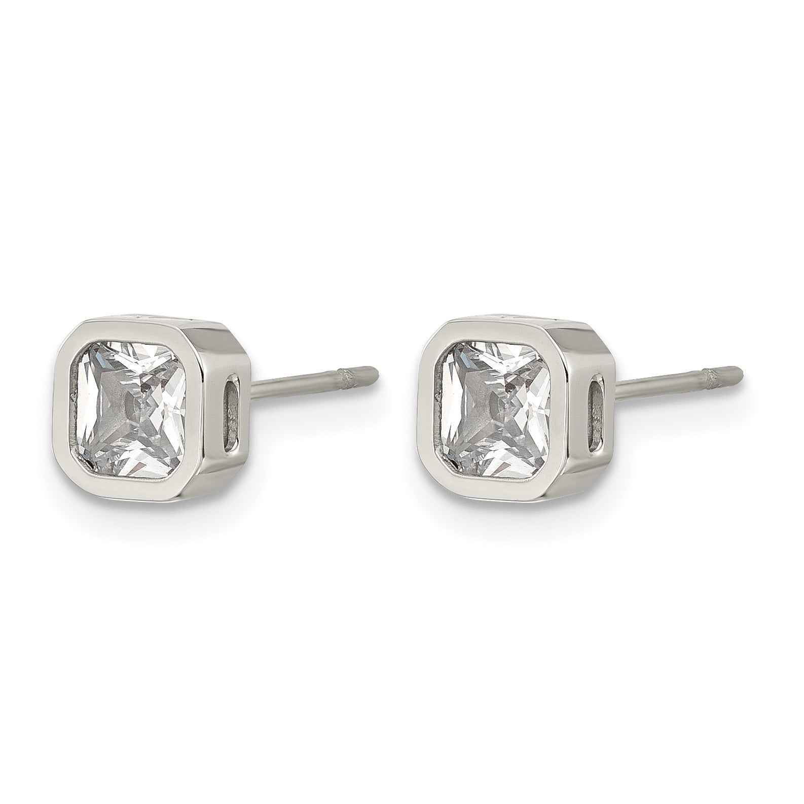 Polished Cubic Zirconia Stainless Steel Stud Earrings 5mm Secondary image