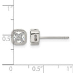 Polished Cubic Zirconia Stainless Steel Stud Earrings 5mm