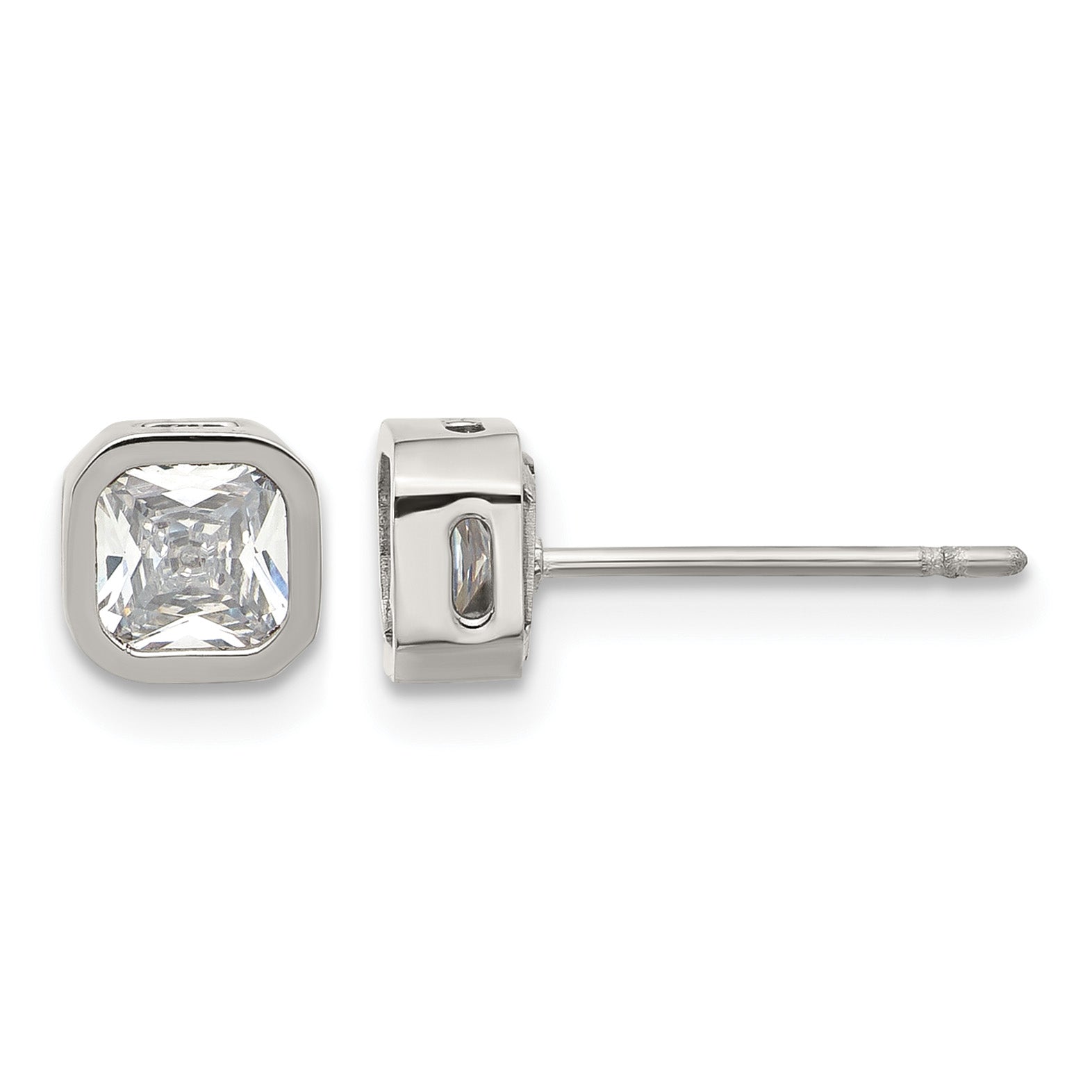 Polished Cubic Zirconia Stainless Steel Stud Earrings 5mm Main image