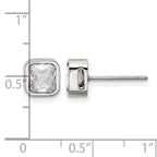 Stainless Steel Polished Square Cubic Zirconia Stud Earrings