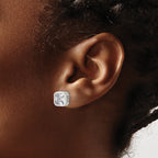 Stainless Steel Polished Square Cubic Zirconia Stud Earrings