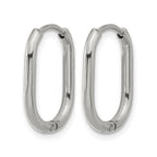 Stainless Steel Polished Hinged Elongated Hoop Earrings for Women
