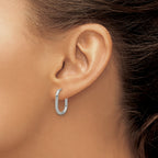 Stainless Steel Polished Hinged Elongated Hoop Earrings for Women