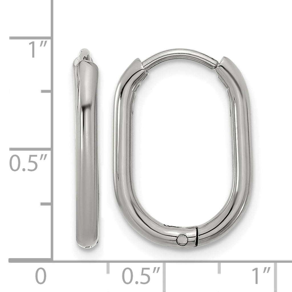 Stainless Steel Polished Hinged Elongated Hoop Earrings for Women