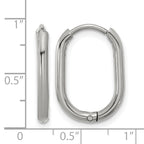 Stainless Steel Polished Hinged Elongated Hoop Earrings for Women