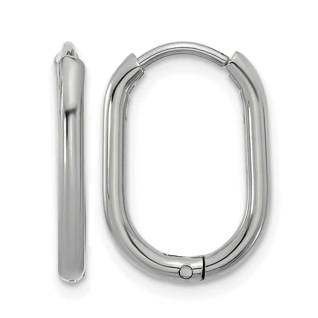 Stainless Steel Polished Hinged Elongated Hoop Earrings for Women
