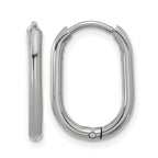 Stainless Steel Polished Hinged Elongated Hoop Earrings for Women