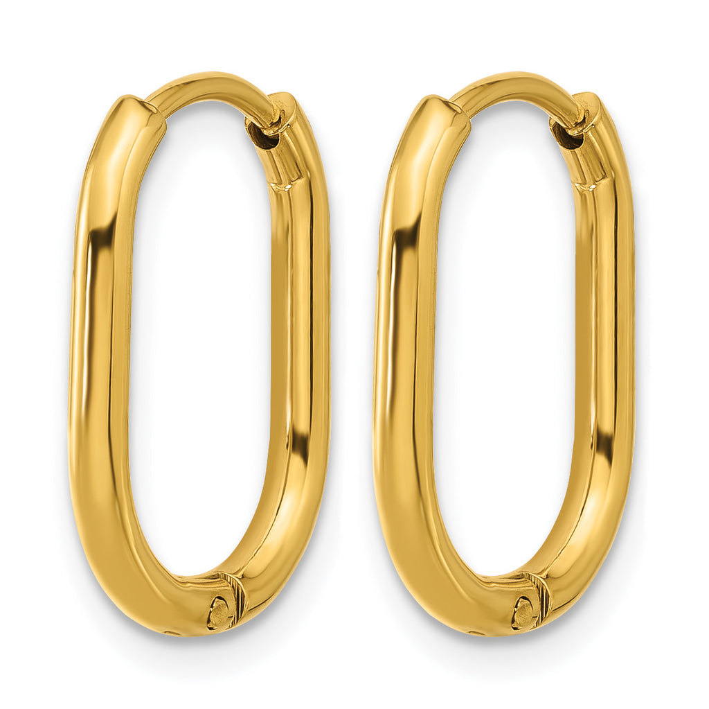 Polished Gold-Tone Stainless Steel Hoop Earrings 2mm Elongated