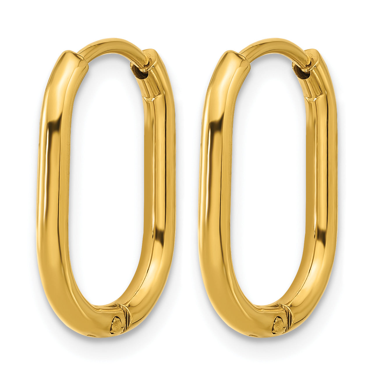 Polished Gold-Tone Stainless Steel Hoop Earrings 2mm Elongated
