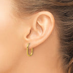 Stainless Steel Gold-Tone Polished Hinged Elongated Hoop Earrings for Women