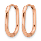 Stainless Steel Rose Gold-Tone Polished Hinged Elongated Hoop Earrings for Women