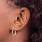 Stainless Steel Rose Gold-Tone Polished Hinged Elongated Hoop Earrings for Women