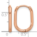 Stainless Steel Rose Gold-Tone Polished Hinged Elongated Hoop Earrings for Women