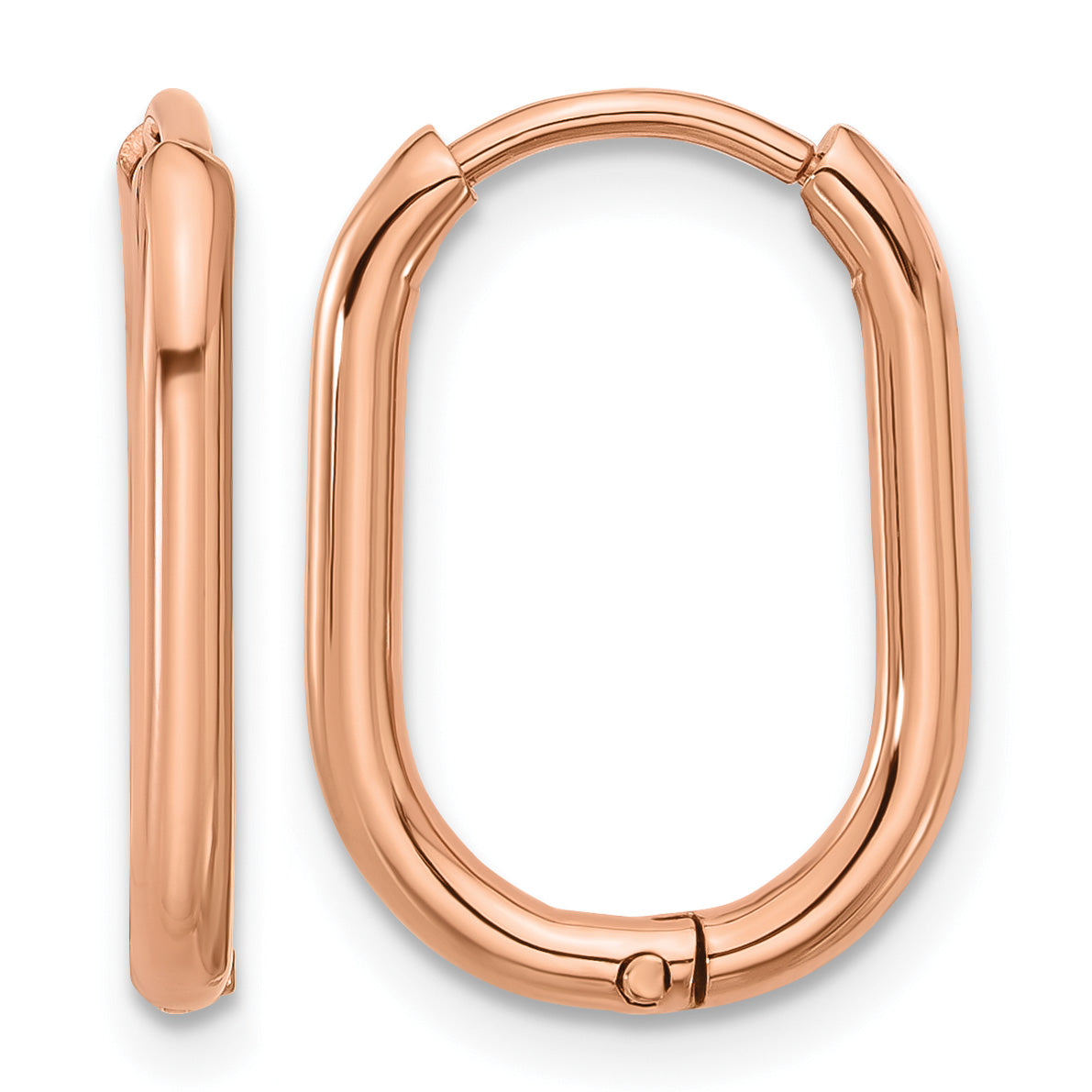 Polished Rose-Tone Stainless Steel Hoop Earrings 2mm Elongated Main image