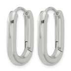 Stainless Steel Polished Hinged Elongated Hoop Earrings for Women