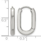 Stainless Steel Polished Hinged Elongated Hoop Earrings for Women