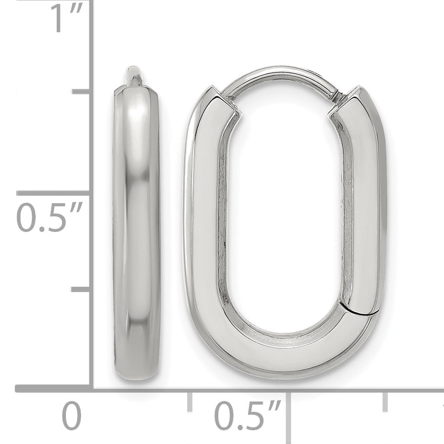 Stainless Steel Polished Hinged Elongated Hoop Earrings for Women