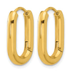 Stainless Steel Gold-Tone Polished Hinged Elongated Hoop Earrings for Women
