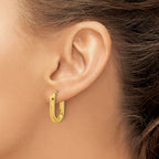 Stainless Steel Gold-Tone Polished Hinged Elongated Hoop Earrings for Women