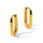 Stainless Steel Gold-Tone Polished Hinged Elongated Hoop Earrings for Women